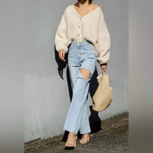 OAK & FORT Straight Leg Jean with Cutout